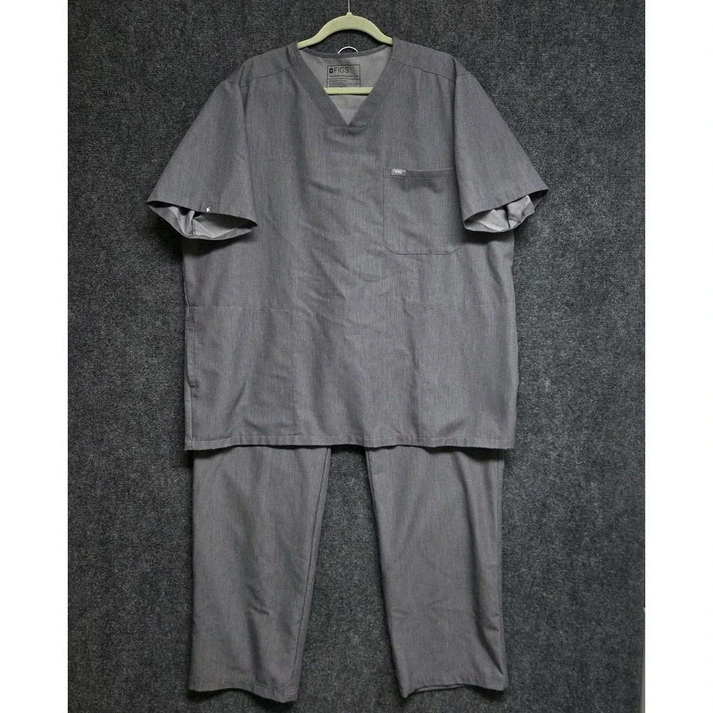 FIGS Scrub Set Mens 3XL Gray Chisec Three-Pocket Top & Cairo Cargo Pants